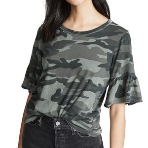 Splendid Ruffle Tee in Vintage Olive Branch